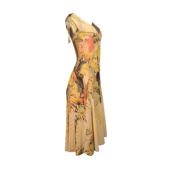 Roberto Cavalli - Yellow & Green Print Slip Dress Sz S - Picture 3 of 4